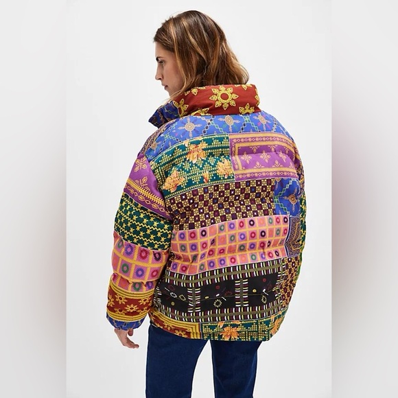 Free People Jackets & Blazers - Free People Found Ayubia Printed Tapestry Patchwork Puffer Jacket  XL NWT